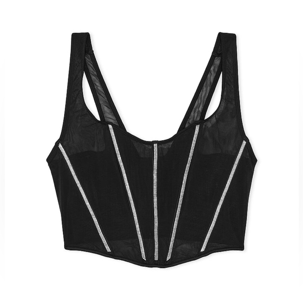 VICTORIA’S SECRET VERY SEXY
VS Sheer  Shine Corset Top & Thong Panty Black - Picture 8 of 12